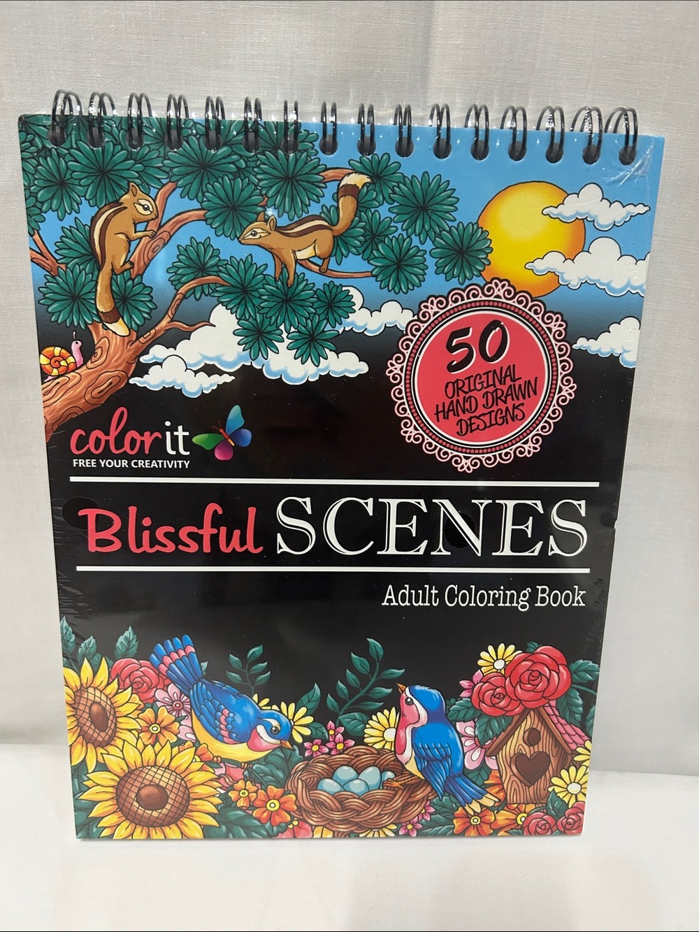 BRAND NEW Color it Blissful Scenes Adult Coloring Book - Black & Multicolor